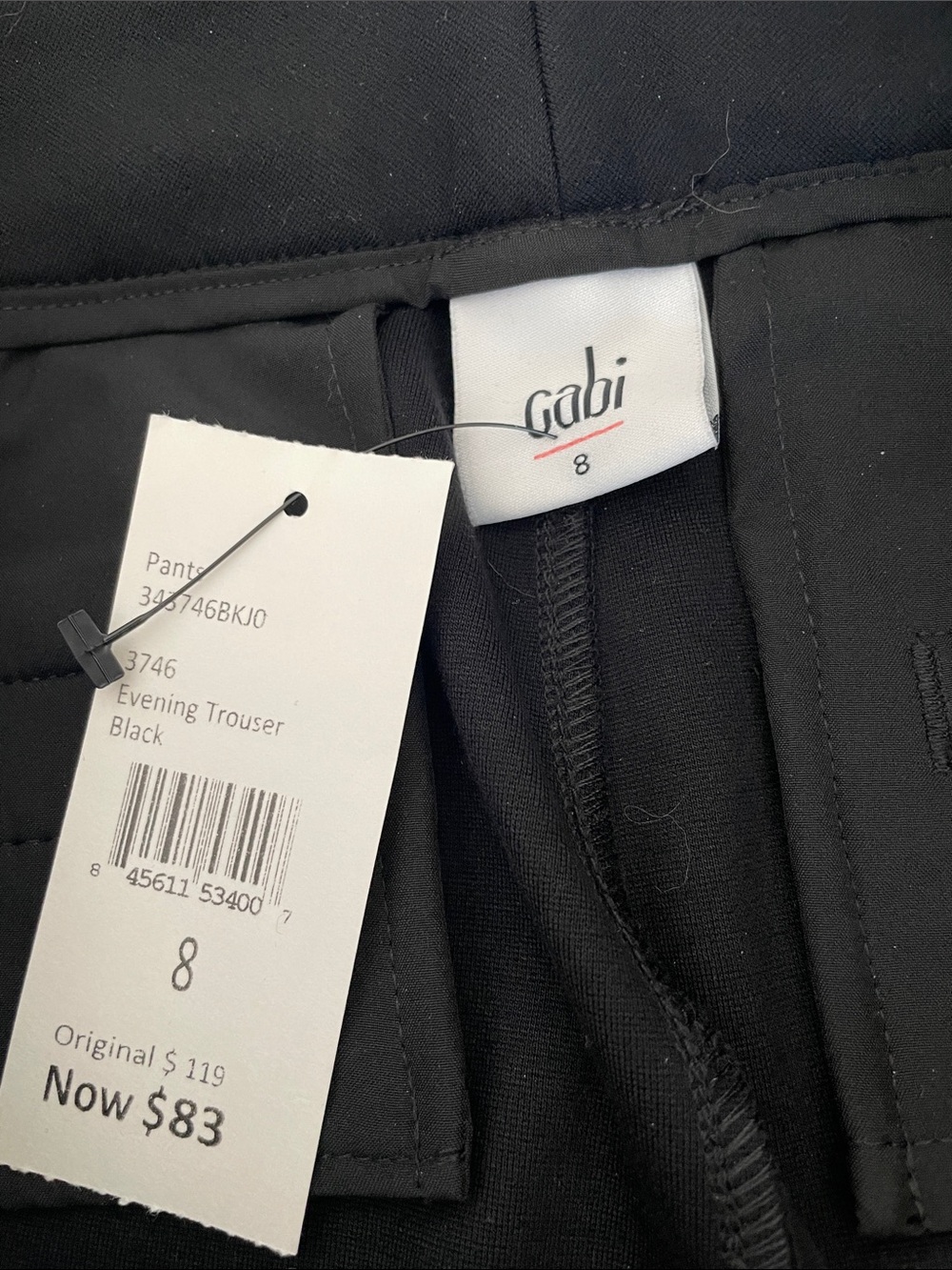 NWT Cabi Jet Black Evening Pants. Size 8